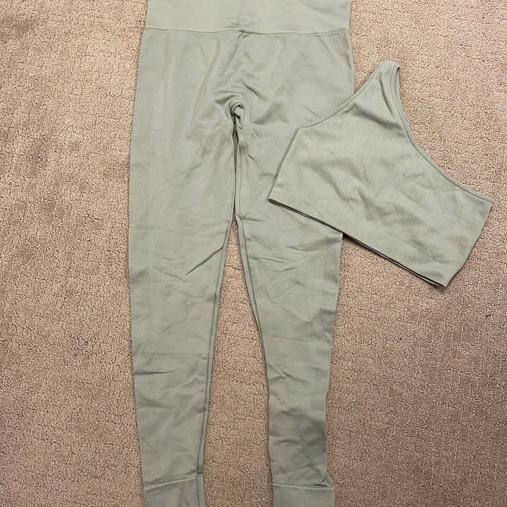 Set Active Ribbed One Shoulder/Legging Set Size M